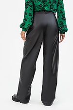 Женские широкие брюки из эко-кожи черного цвета Garne 3041465 фото №4