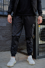 Чорні коттонові штани карго з великими кишенями з боків Without 8048498 фото №2
