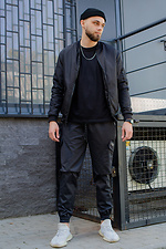 Чорні коттонові штани карго з великими кишенями з боків Without 8048498 фото №4