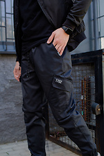 Чорні коттонові штани карго з великими кишенями з боків Without 8048498 фото №5