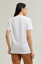 Белая хлопковая футболка оверсайз удлиненного кроя с брендовым логотипом Garne 9000519 фото №4
