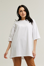 Біла бавовняна футболка оверсайз подовженого крою з брендовим логотипом Garne 9000520 фото №1