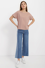 Двухцветные широкие джинсы укороченного кроя  4014547 фото №2