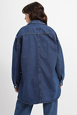 Удлиненная джинсовая куртка темно-синего цвета  4014568 фото №3