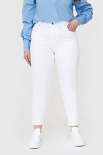 Женские летние джинсы мом белого цвета  4014577 фото №5