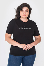 Черная хлопковая футболка LUXURY-W с патриотической надписью I'M UKRAINIAN Garne 3040580 фото №1