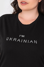 Чорна бавовняна футболка LUXURY-W з патріотичним написом I'M UKRAINIAN Garne 3040580 фото №4