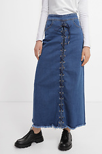 Длинная джинсовая юбка со шуровкой  4014584 фото №1