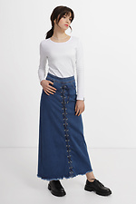 Длинная джинсовая юбка со шуровкой  4014584 фото №2