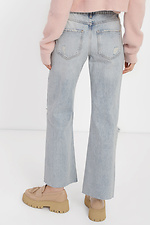 Широкие клешные джинсы с рваными коленями  4014607 фото №3