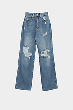 Високі сині джинси широкі із рванкою  4014621 фото №5