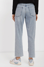 Высокие женские джинсы светлые укороченного кроя с темными вставками  4014623 фото №3