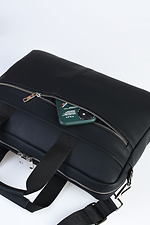 Чорна сумка для ноутбука з фактурного шкірозамінника на довгому ремінці SGEMPIRE 8015655 фото №1