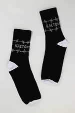 Високі бавовняні шкарпетки чорного кольору з білим принтом Custom Wear 8025663 фото №1