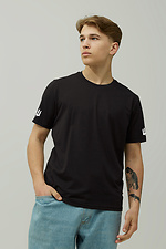 Мужская патриотрическая футболка LUXURY из черного хлопка с принтом на рукаве GEN 9000663 фото №2
