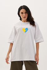 Бавовняна футболка оверсайз білого кольору з патріотичним принтом Garne 9000685 фото №1