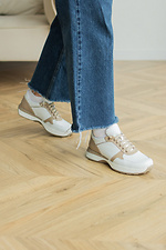 Жіночі демісезонні кросівки зі світлої натуральної шкіри  4205735 фото №2