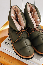Зеленые ботинки дутики стеганные короткие на зиму Forester 4101748 фото №7