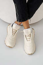 Жіночі кросівки шкіряні зимові молочні  8019871 фото №3