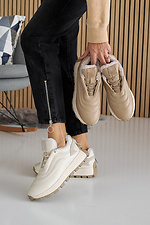 Жіночі кросівки шкіряні зимові молочні  8019871 фото №9