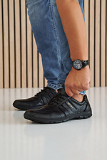 Мужские кроссовки кожаные весенне-осенние черные  8019902 фото №1