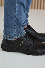 Мужские кроссовки кожаные весенне-осенние черные  8019902 фото №4