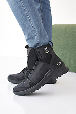 Мужские кожаные ботинки зимние черные  8019905 фото №1