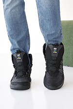 Мужские кожаные ботинки зимние черные  8019905 фото №3