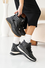 Женские кроссовки кожаные черные зимние  8019924 фото №2