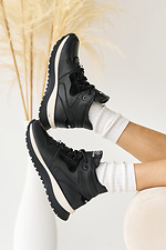 Женские кроссовки кожаные черные зимние  8019924 фото №7