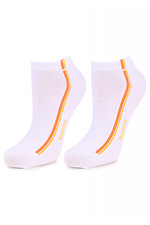 Короткие спортивные носки из хлопка белого цвета с полосками Marilyn 4023952 фото №1