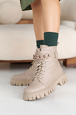 Жіночі шкіряні зимові бежеві черевики на хутрі.  8019970 фото №3