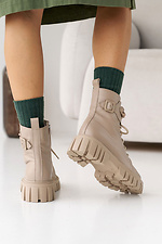 Жіночі шкіряні зимові бежеві черевики на хутрі.  8019970 фото №7