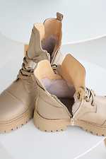 Женские кожаные ботинки зимние бежевые  8019990 фото №3
