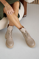 Женские кожаные ботинки зимние бежевые  8019990 фото №8