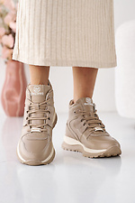 Жіночі шкіряні кросівки зимові бежеві  8019998 фото №5