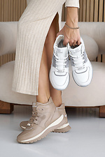 Жіночі шкіряні кросівки зимові бежеві  8019998 фото №11