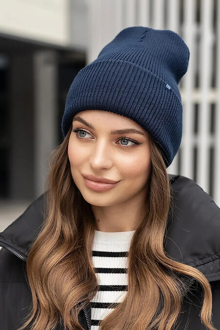 Women's ribbed hat Alita blue. Hats, berets. Color: blue. #4051003