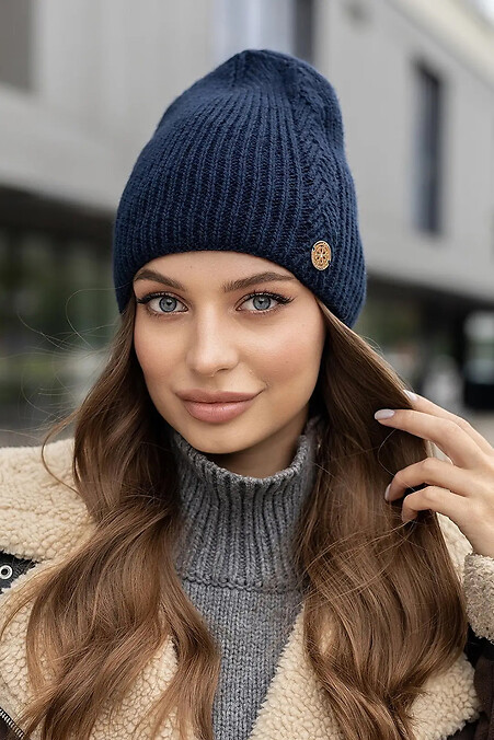 Knitted women's hat Amina blue. Hats, berets. Color: blue. #4051006