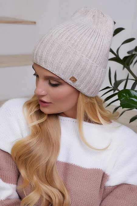 Knitted women's hat Athena beige. Hats, berets. Color: beige. #4051009