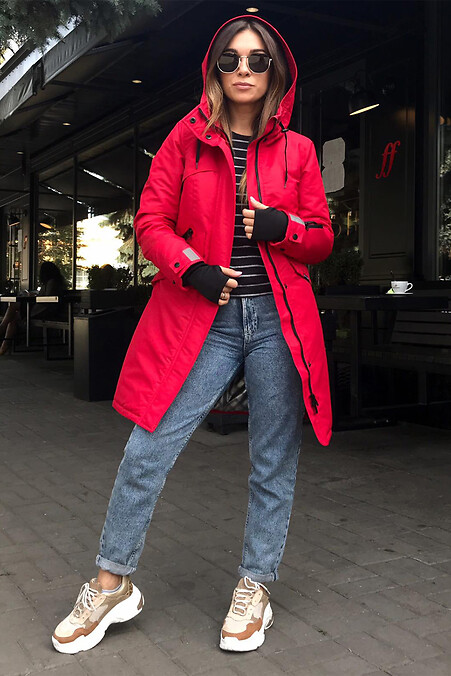 Diamond Damen Winterjacke. Oberbekleidung. Farbe: rot. #8042019