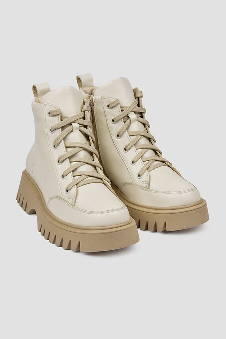 Demi-season low-cut light leather boots for women - #4206022