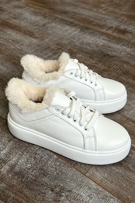 Women's sneakers made of white natural leather. sneakers. Color: white. #4207023