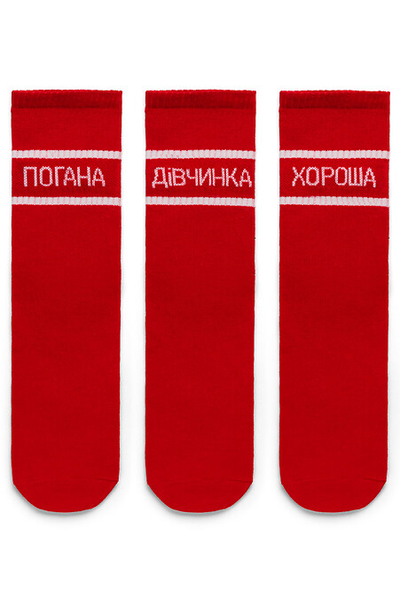 Good-Bad Girl socks (3 pcs). Golfs, socks. Color: red. #8041023