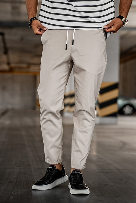 Men's tapered trousers Chinos Casual-Sport Sand gray. Trousers, pants. Color: beige. #8034025