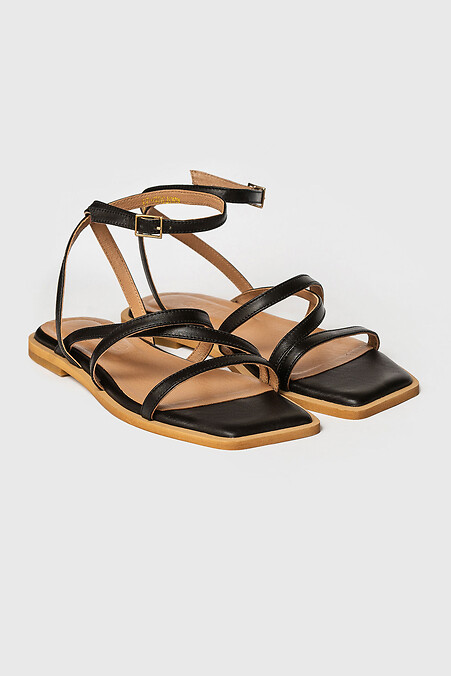 Women's leather sandals. Sandals. Color: black. #3200030