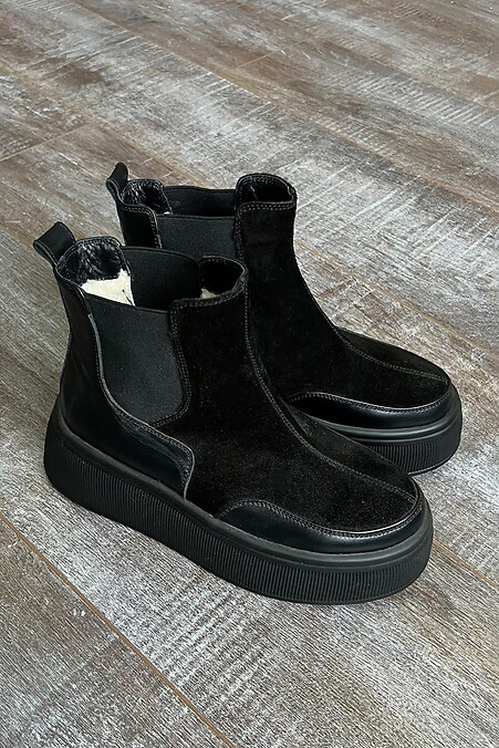 Winter-Chelsea-Stiefel für Damen aus echtem Leder und Wildleder - #4207030