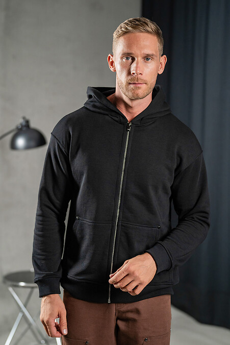 Herren Oversize ZIP Hoodie Schwarz - #8034030