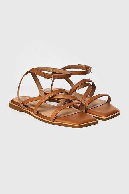 Women's leather sandals. Sandals. Color: brown. #3200031
