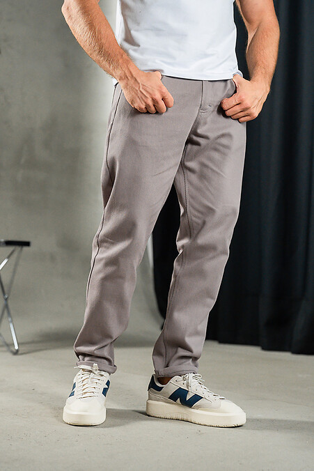 Mom's Denim Style Cotton Pants for Men Gray - #8034032